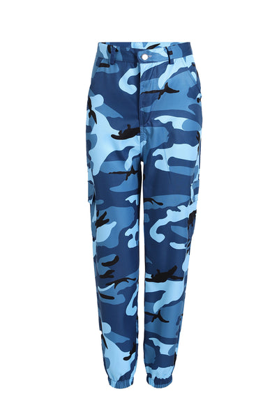 Durable Camouflage Denim Harem Pants - Stylish and Flexible Workwear - Blue - Pants & Capris - Carvan Mart