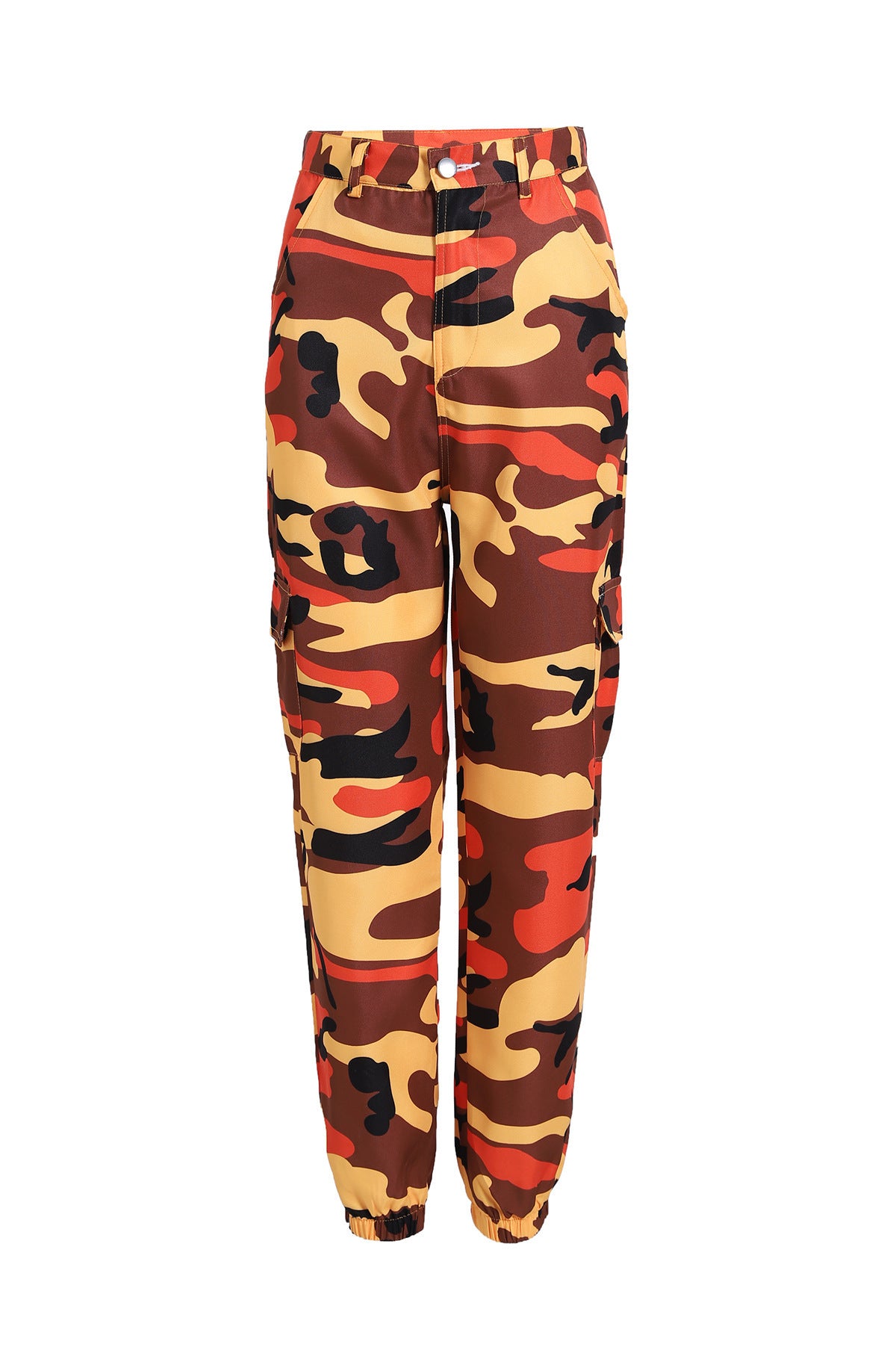 Durable Camouflage Denim Harem Pants - Stylish and Flexible Workwear - Orange - Pants & Capris - Carvan Mart