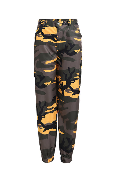 Durable Camouflage Denim Harem Pants - Stylish and Flexible Workwear - Yellow - Pants & Capris - Carvan Mart