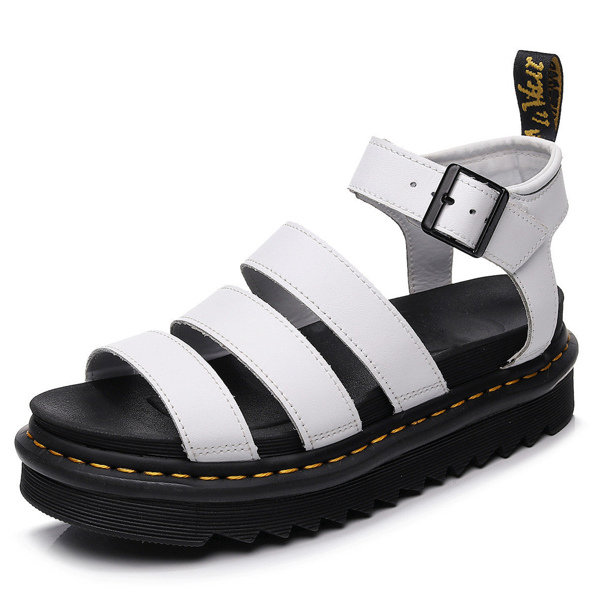 Dr Martin Blaire Sandals Leather Strap Platform Sandals - White - Women's Sandals - Carvan Mart