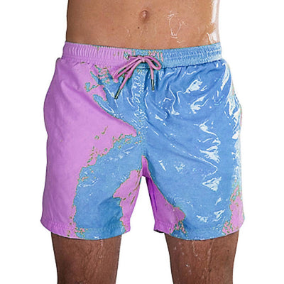 Men's Beach Shorts Magical Change Color Swimming Trunks Quick Dry Summer Pants - Carvan Mart