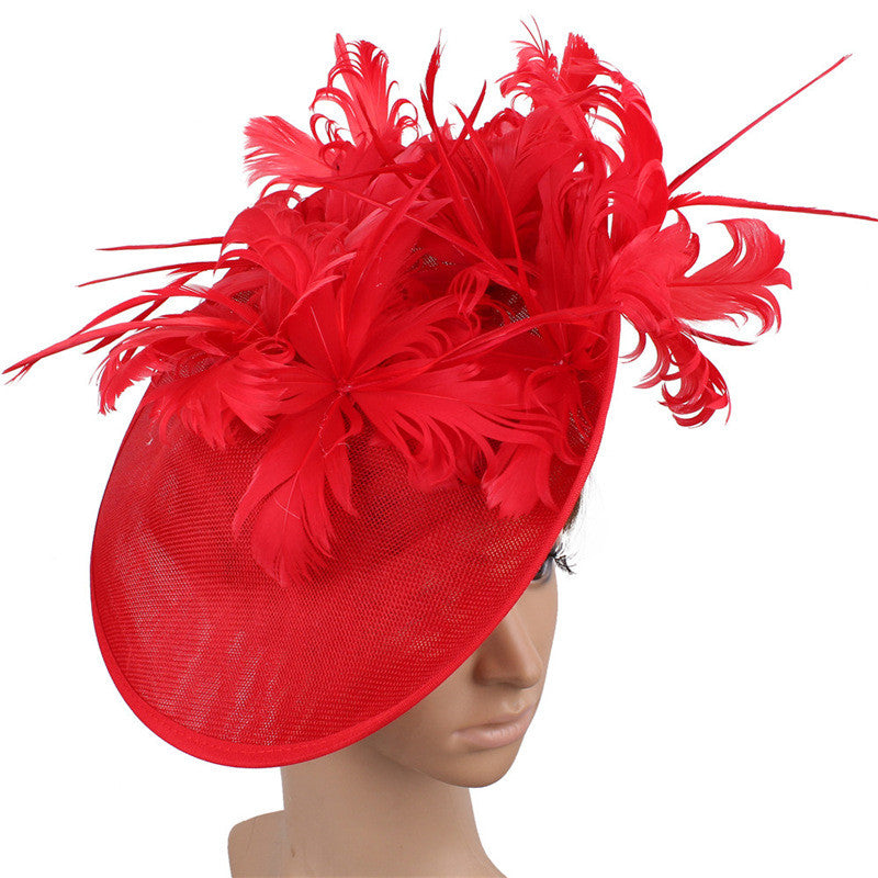 Fascinator Hat High-End Top Hat Aristocratic Ladies Feather Hat - Carvan Mart