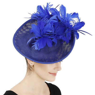 Fascinator Hat High-End Top Hat Aristocratic Ladies Feather Hat - Blue - Women's Hats & Caps - Carvan Mart