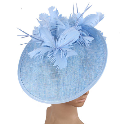 Fascinator Hat High-End Top Hat Aristocratic Ladies Feather Hat - Light Blue - Women's Hats & Caps - Carvan Mart