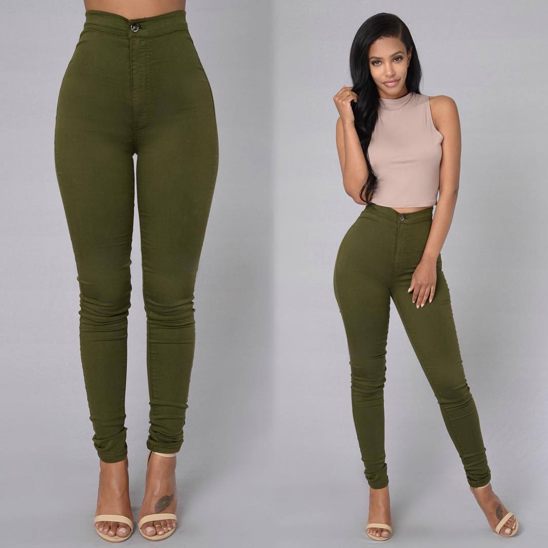 High Waist Stretch Skinny Jeans for Women - Slim Fit Candy Colored Pants - - Leggings - Carvan Mart