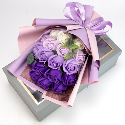 Gift 18 Rose Soap Bouquet Gift Box - Purple - Gift - Carvan Mart