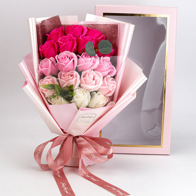 Gift 18 Rose Soap Bouquet Gift Box - Pink - Gift - Carvan Mart