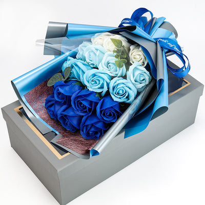 Gift 18 Rose Soap Bouquet Gift Box - Blue - Gift - Carvan Mart