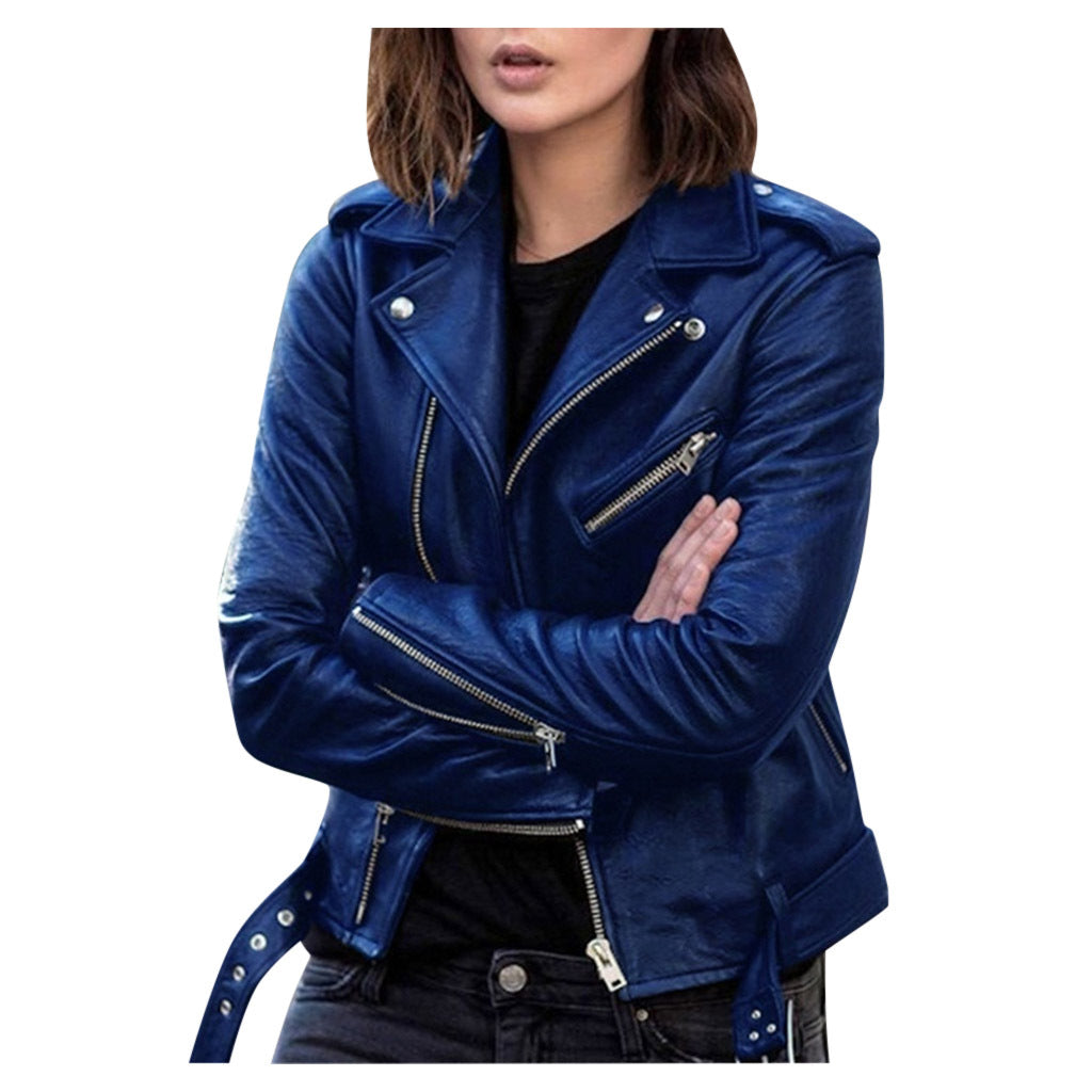 Stylish Women's Zipper Leather Jacket - Carvan Mart