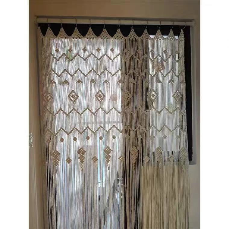 Finished Hoop Door Curtain Bohemian Tapestry Hand Woven Curtain European Style - Carvan Mart