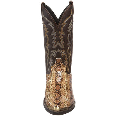 High-Heeled Iron Head Cowboy Boots Couples Crocs Snake Print Boots - Carvan Mart