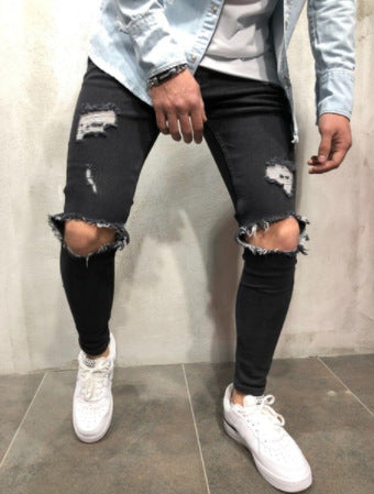 Men's Jeans New Hole Pants Trousers - Carvan Mart