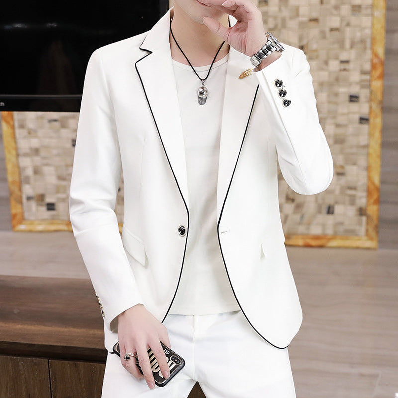 Stylish Men's Slim Fit Korean Style Suits - White - Men Suits & Sets - Carvan Mart