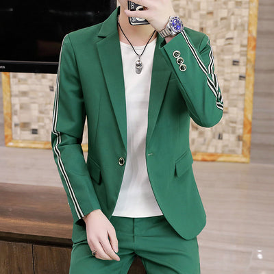 Stylish Men's Slim Fit Korean Style Suits - Green - Men Suits & Sets - Carvan Mart