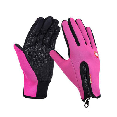 Winter Gloves Touch Screen Riding Motorcycle Sliding Waterproof Sports Gloves With Fleece - Rose red - Men's Gloves - Carvan Mart