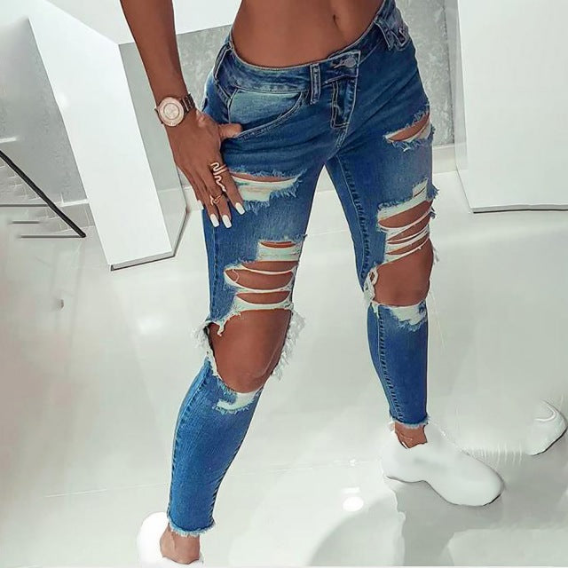 Street Style Sexy Ripped Jeans For Women - Carvan Mart Ltd