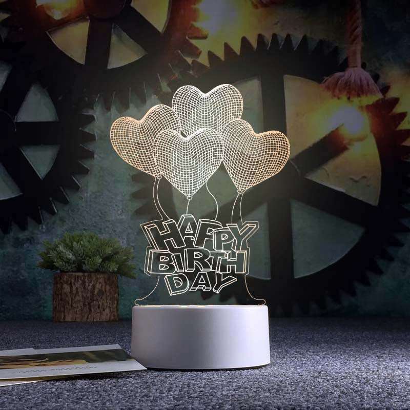 3d Night Light Acrylic Usb Table Lamp - Happy Birthday - Gift - Carvan Mart