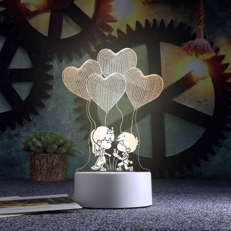 3d Night Light Acrylic Usb Table Lamp - Propose - Gift - Carvan Mart