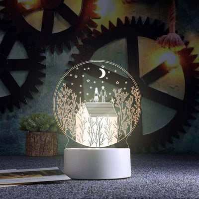 3d Night Light Acrylic Usb Table Lamp - Rooftop couple - Gift - Carvan Mart