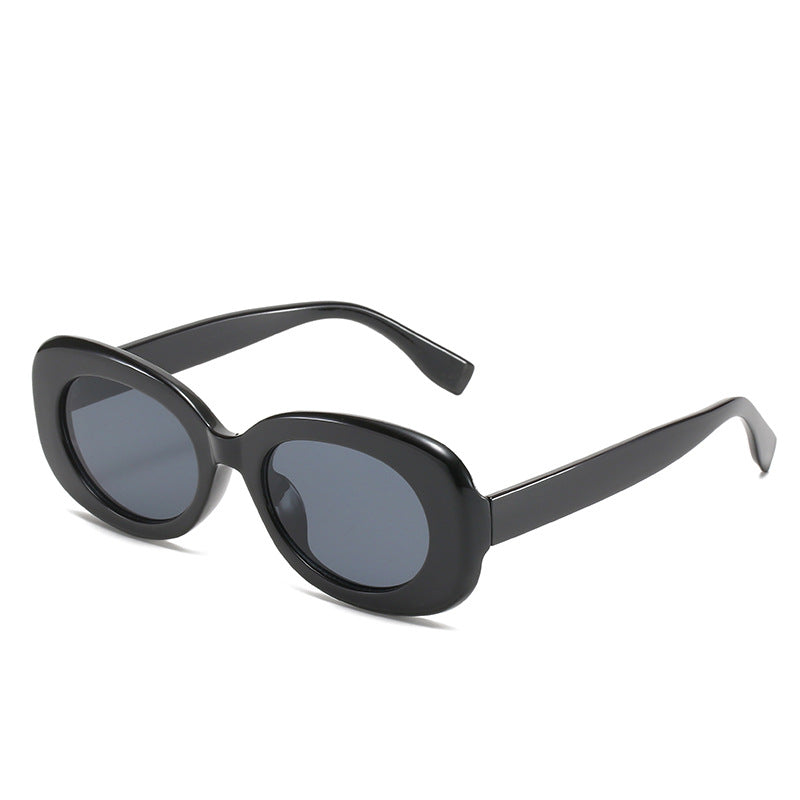 Sunglasses Women Oval Fashion Simple Sunglasses - Bright black - Women's Sunglasses - Carvan Mart