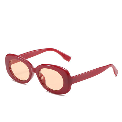 Sunglasses Women Oval Fashion Simple Sunglasses - Red - Women's Sunglasses - Carvan Mart