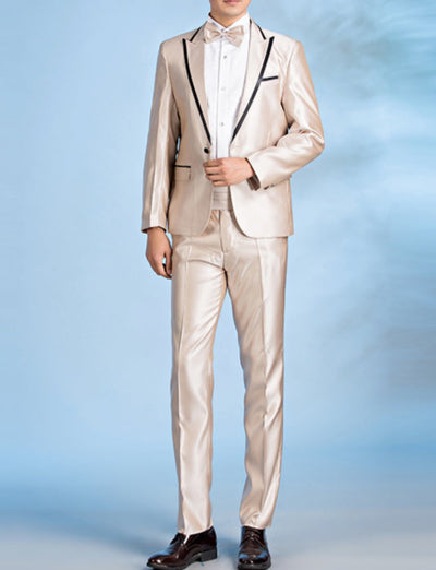 Best Men's Suit Pants Slim Fit Groom Wedding Two Piece Suit - Carvan Mart