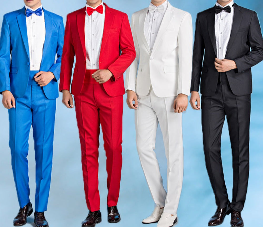 Best Men's Suit Pants Slim Fit Groom Wedding Two Piece Suit - Carvan Mart