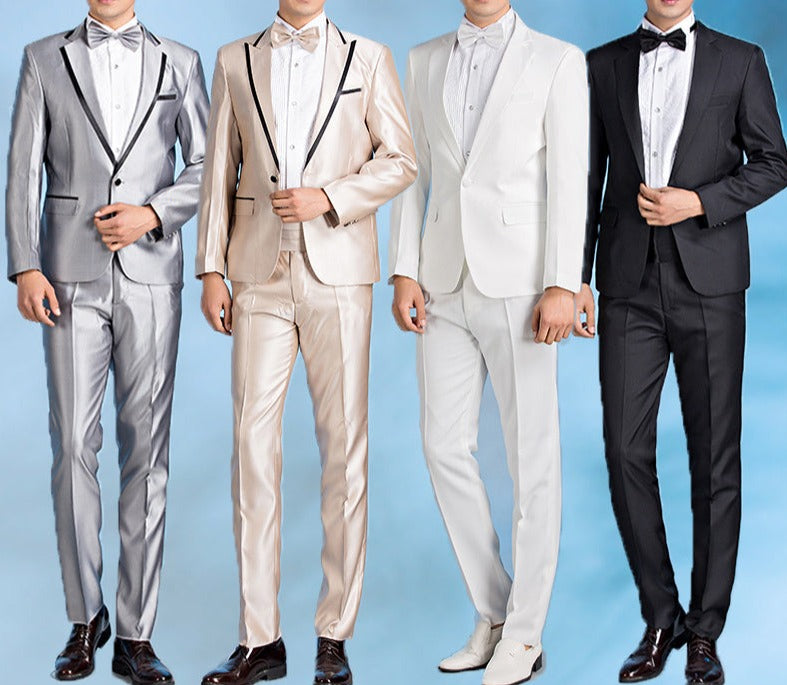 Best Men's Suit Pants Slim Fit Groom Wedding Two Piece Suit - - Men Suits & Sets - Carvan Mart