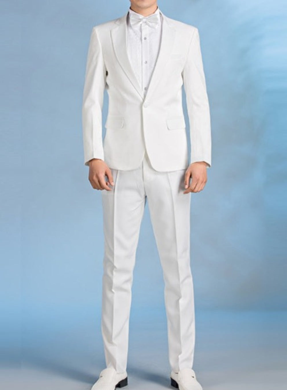 Best Men's Suit Pants Slim Fit Groom Wedding Two Piece Suit - White - Men Suits & Sets - Carvan Mart