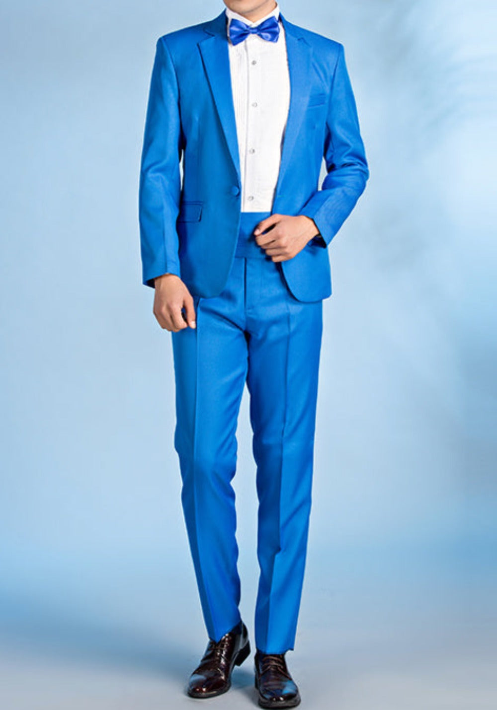 Best Men's Suit Pants Slim Fit Groom Wedding Two Piece Suit - Blue - Men Suits & Sets - Carvan Mart