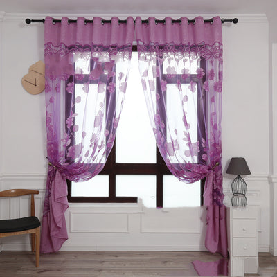 Modern and simple flower blooming rich and honorable big peony jacquard burnt-out window screen curtain - Carvan Mart