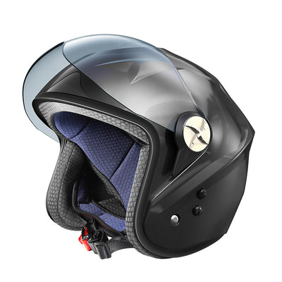Fan Helmet Solar Energy Smart Bluetooth Music Phone Motorcycle Half Helmet - Black USB - Gift - Carvan Mart