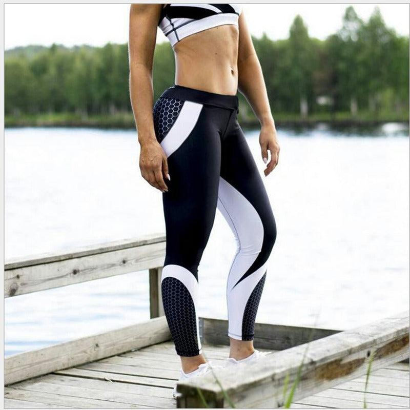 High Waist Reflective Yoga Pants for Women - Workout, Running, Printed Leggings - Carvan Mart