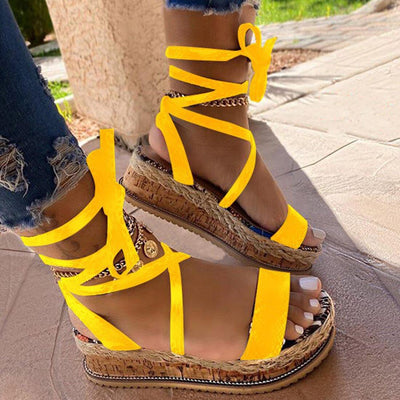 Roman Sandals For Women - Yellow - Women's Sandals - Carvan Mart