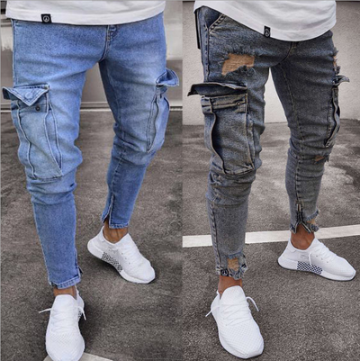 Cargo Hole Denim Jeans Men - - Men's Jeans - Carvan Mart