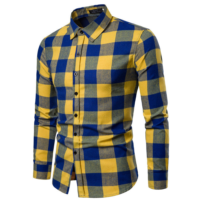 Classic Plaid Flannel Shirts Men's Fashion Hip Hop Shirt Streetwear Shirt - Carvan Mart