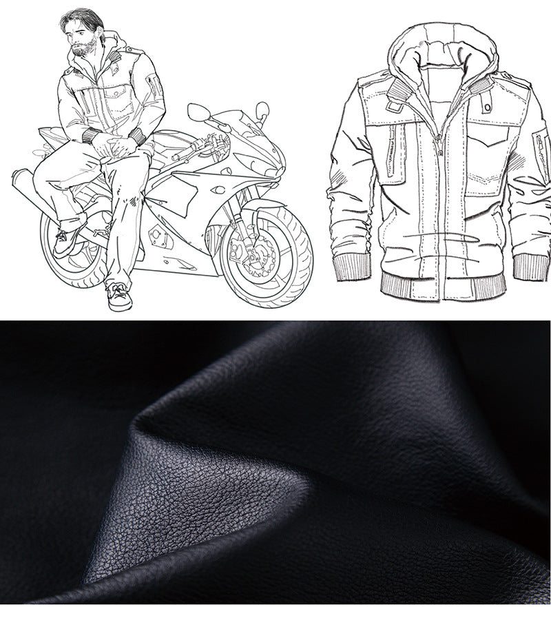 Men's washed leather leather jacket - Carvan Mart
