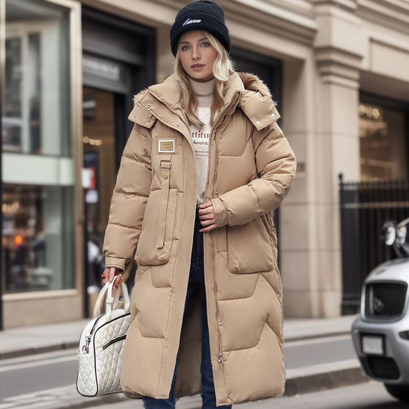 Cotton Jacket Women's Mid Length Winter Casual Quilted Zipper Coat - Carvan Mart