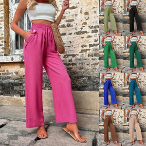 Women's High-Waisted Wide Leg Pants - Casual Loose Fit Drawstring Trousers - Carvan Mart