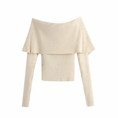 Casual Women's Blouses Folded collar off shoulder long sleeve Winter Shirt - Carvan Mart