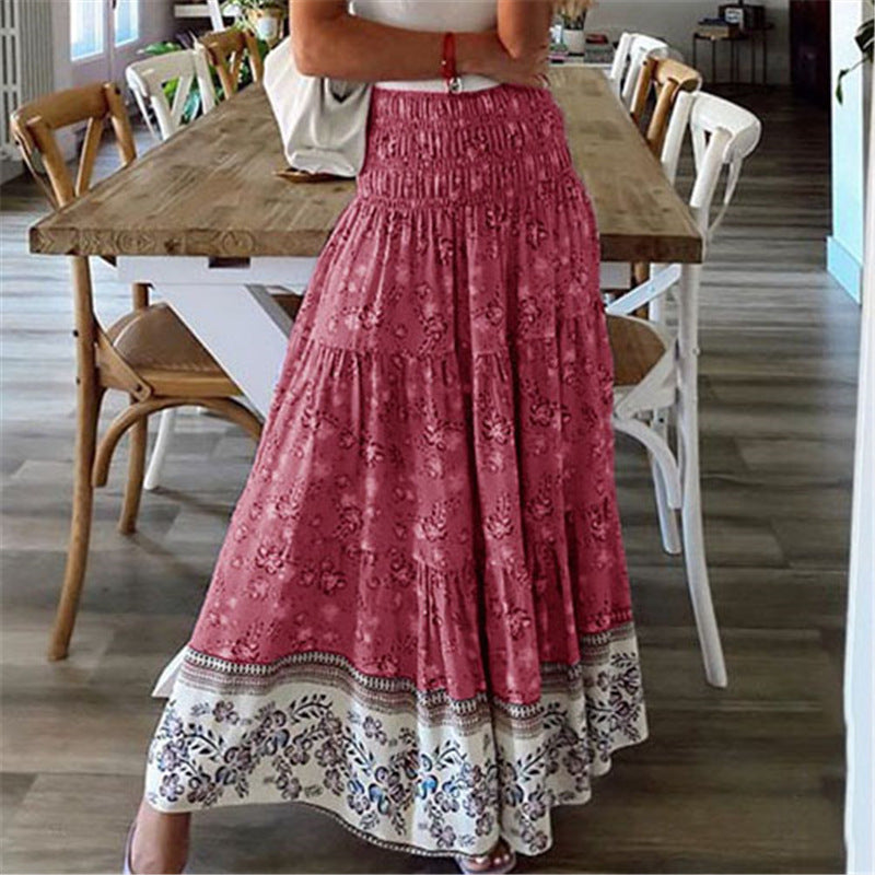 Women's Clothing Printed Skirt Casual High Waist Long Skirt - Carvan Mart Ltd