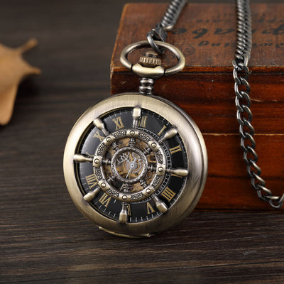 Round Carved Digital Lace Mechanical Pocket Watch - - Men's Watches - Carvan Mart