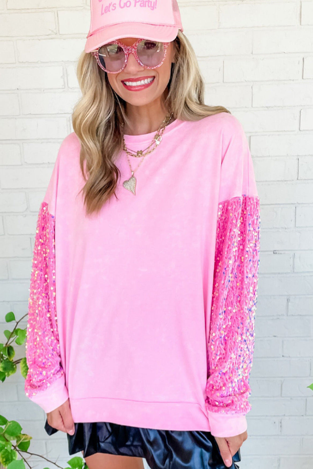 Sequined Contrast Color Long Sleeves Bottoming Shirt - Carvan Mart
