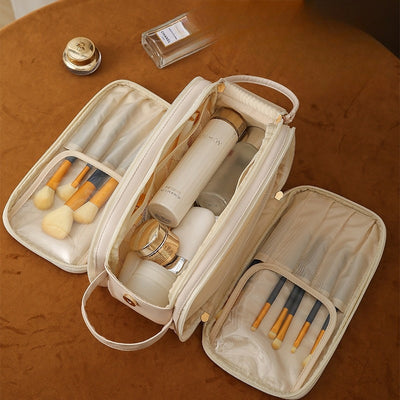 Three-layer Double Zipper U-shaped Cosmetic Bag High Capacity Make Up Bag - Carvan Mart