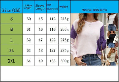 European And American Knitted Temperament Commute Long Sleeve Round Neck Multicolor Sweater - Carvan Mart