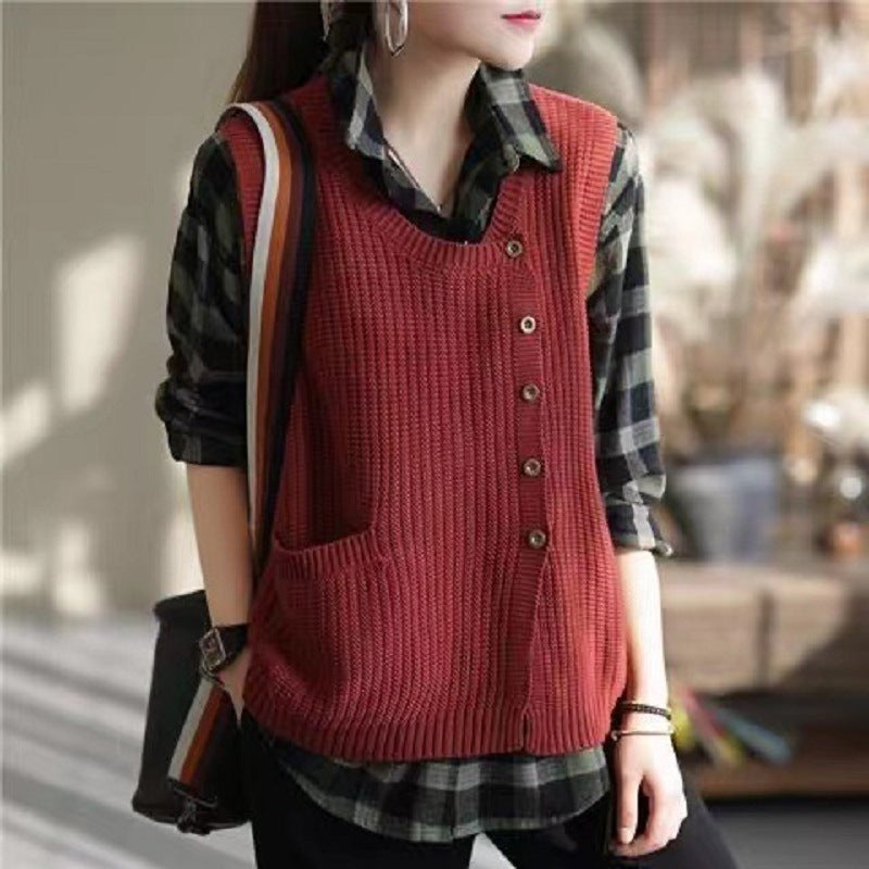 Women's Knitted Vest Loose Fashion - - Women's Coats & Jackets - Carvan Mart