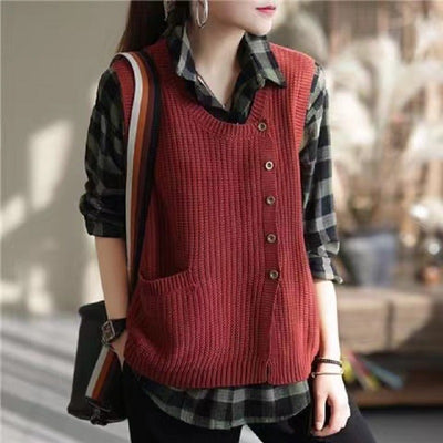 Women's Knitted Vest Loose Fashion - Carvan Mart