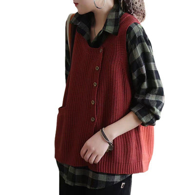 Women's Knitted Vest Loose Fashion - Carvan Mart