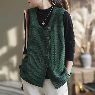 Women's Knitted Vest Loose Fashion - Carvan Mart