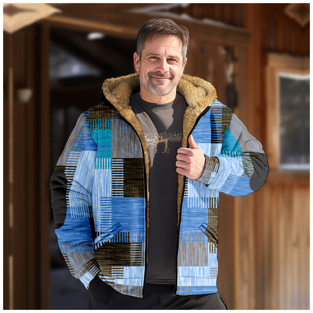 Men's Multi-color Pattern 3D Digital Printing Hooded Cotton-padded Jacket - Carvan Mart Ltd